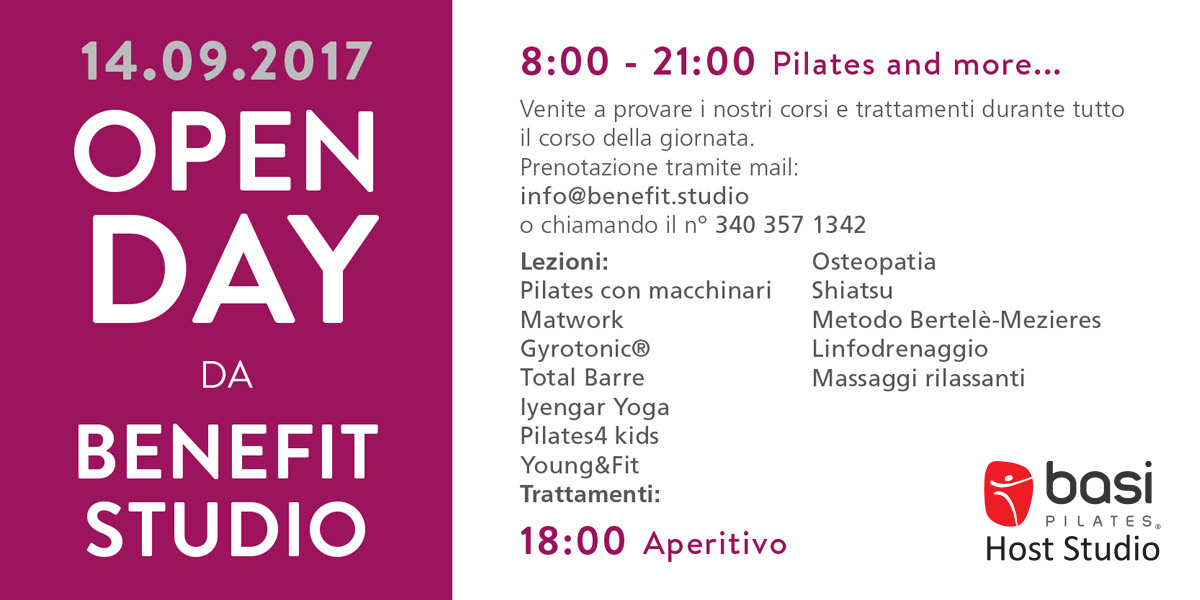 invito open Day Pilates Milano